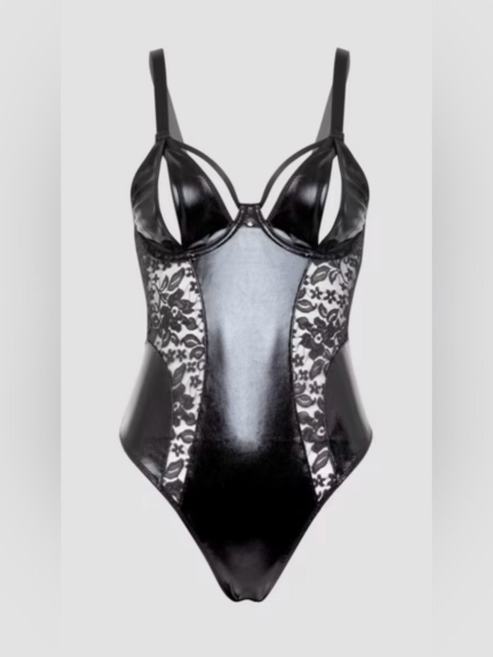 Lovehoney Black Lace & Wetlook Bodysuit NWT Size 3X/4X